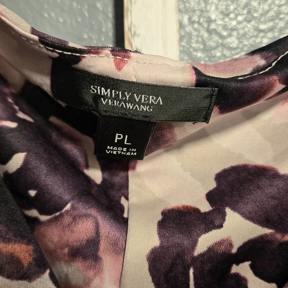 Simply Vera Vera Wang Purple Floral High-Low Midi Dress - Size PL Petite Large - Picture 2 of 5